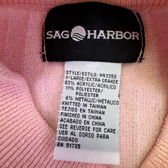 Sag Harbor Sweater Women's Size XL Valentine's Day Pink Grannycore Mock Neck - Picture 3 of 4